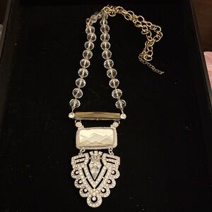 Art Deco style crystal and white metal statement necklace.